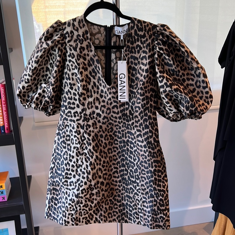 Ganni Leopard Print Mini Dress